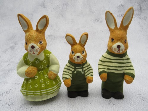 Vintage hasenfamilie pappmache - vintage,